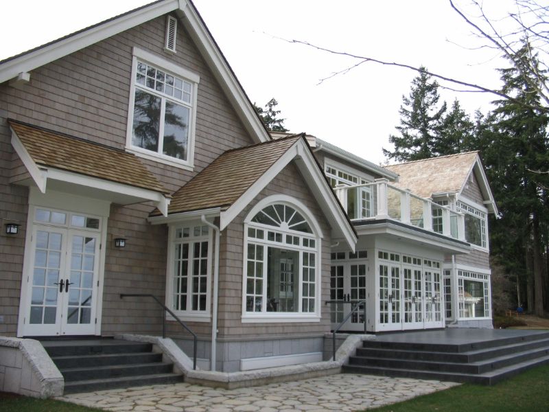 exterior view of a house with windows and doors 
